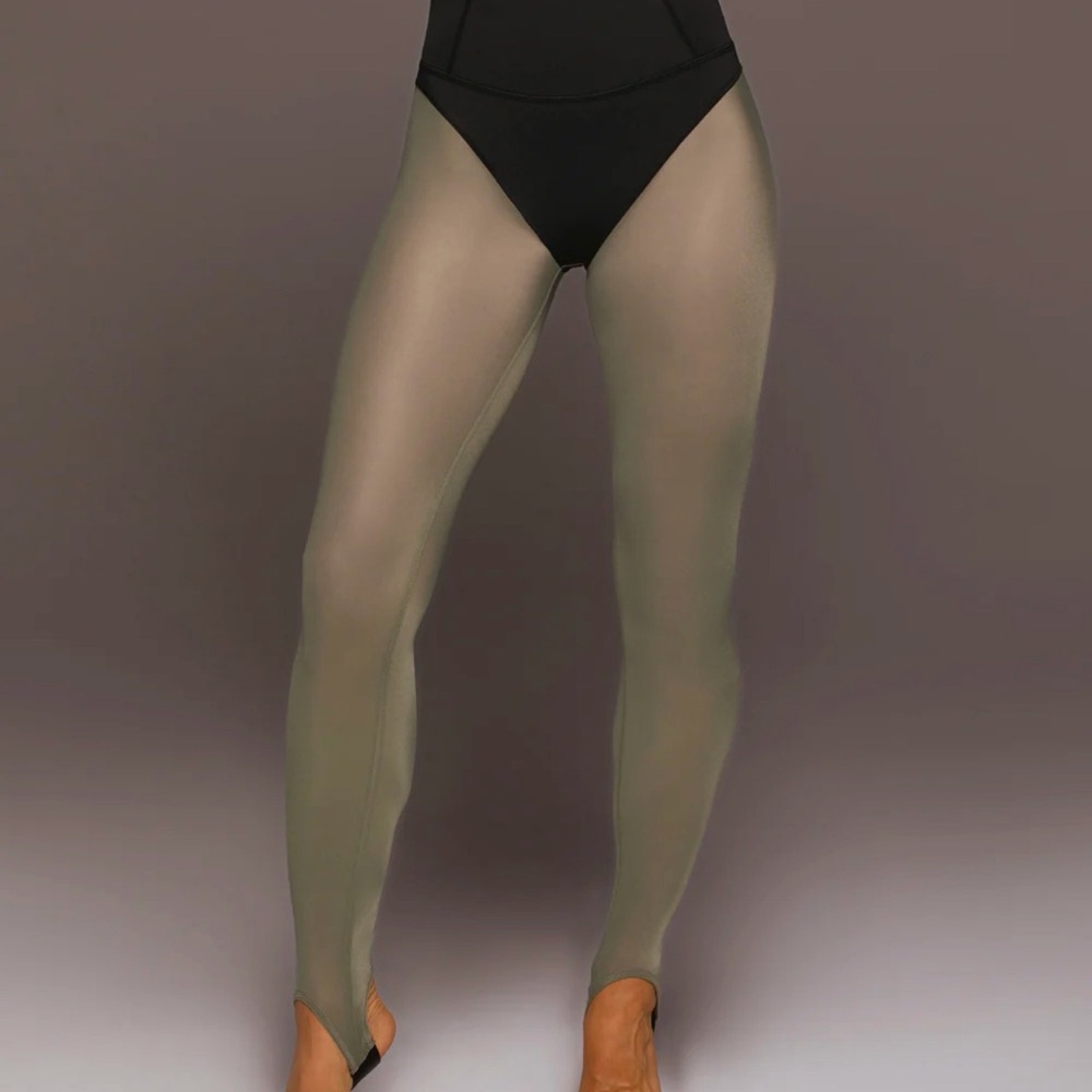 Black and Olive High-Waisted Leggings - Picture 3 of 5